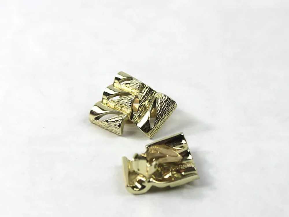 Henry Bogoff Bamboo Clip On Earrings Gold Vermeil - image 4