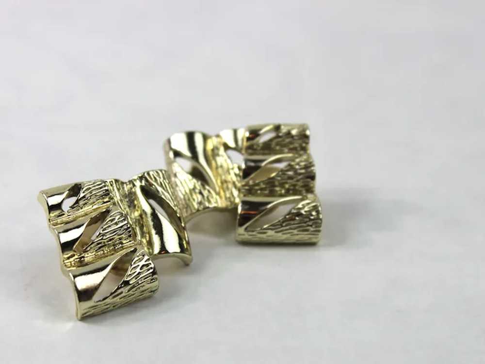 Henry Bogoff Bamboo Clip On Earrings Gold Vermeil - image 5