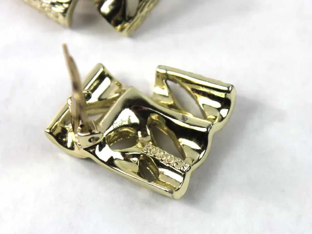 Henry Bogoff Bamboo Clip On Earrings Gold Vermeil - image 6