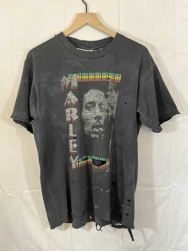 Vintage Thrashed Bob Marley Distressed Faded Black