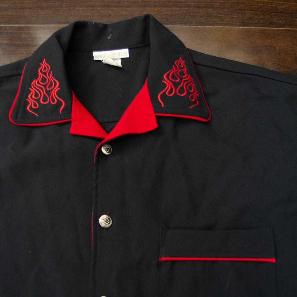 Designer Vintage flames bowling shirt - image 2