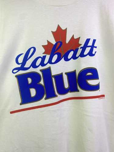 Vintage Canadas Labatt Blue Beer White Genesis T-S