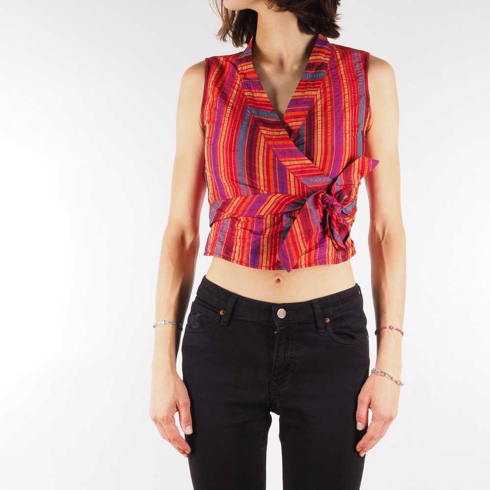 Kenzo Kenzo Paris Vintage Crazy Striped Silk Crop… - image 1