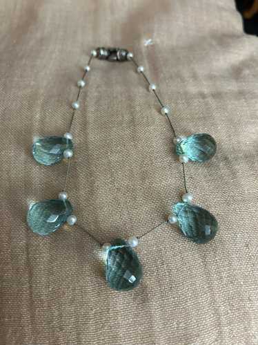 Vintage Handmade blue crystal necklace
