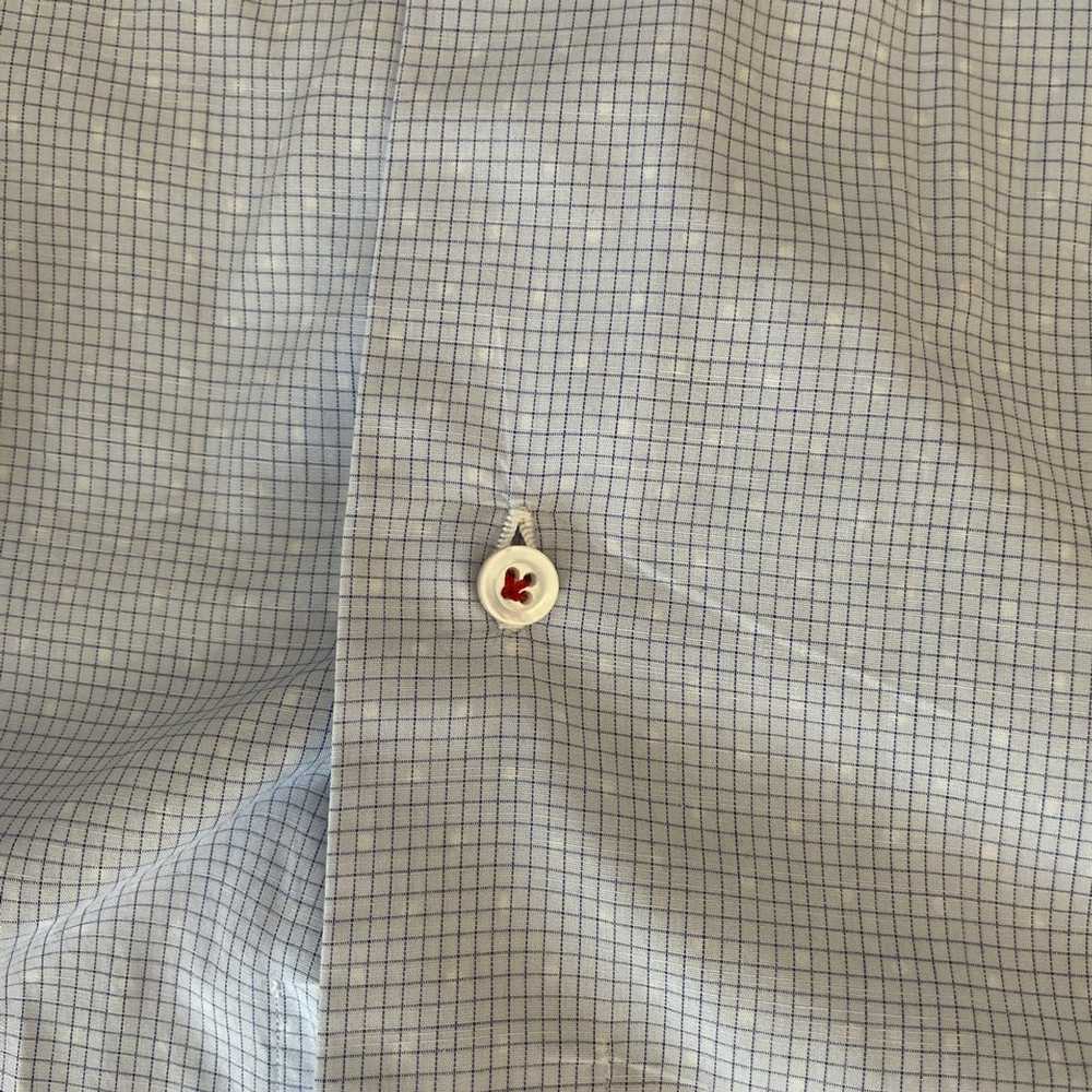 Isaia Micro Check Spread Collar Dress Shirt - image 3