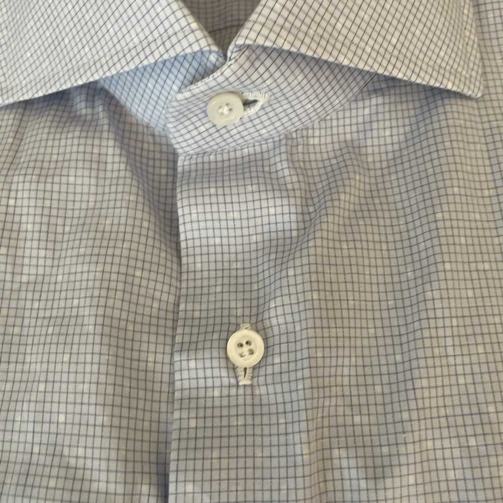 Isaia Micro Check Spread Collar Dress Shirt - image 5