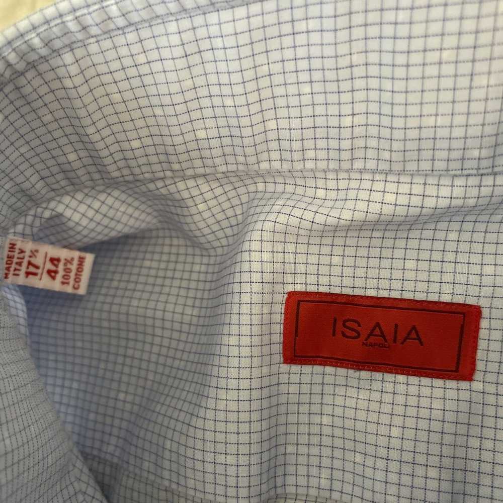 Isaia Micro Check Spread Collar Dress Shirt - image 6