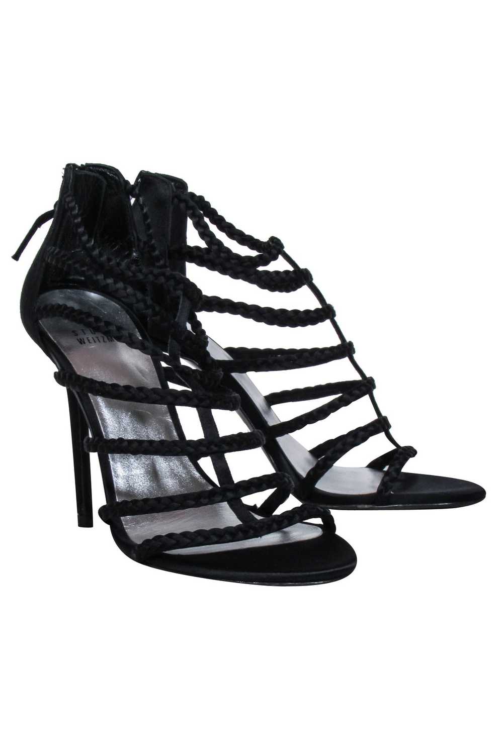 Stuart Weitzman - Black Braided Strappy Sandal He… - image 1