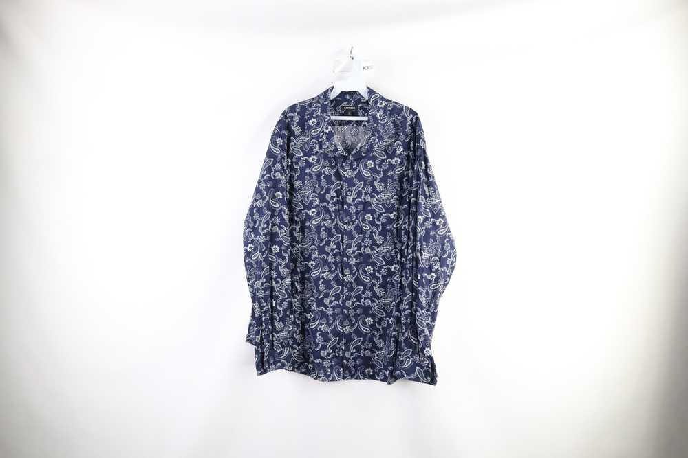 Express × Vintage Express Fit Paisley Collared Lo… - image 1