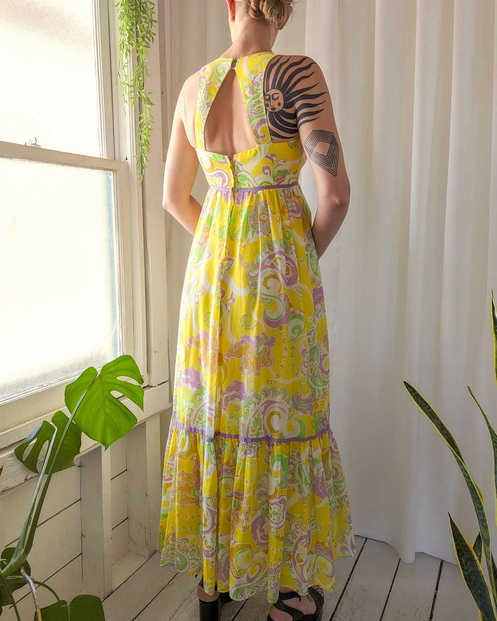 60s Psychedelic Paisley Maxi Dress - image 5