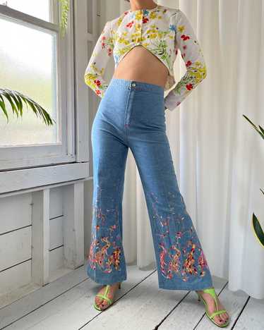 FLOWER POWER vintage 70s LILLY PULITZER mens floral bell bottoms flare  jeans / 31″ waist 32″ inseam – LuAnne Vintage