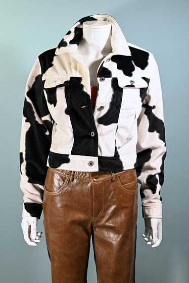 90s Cow Print Plush Cropped Jacket M