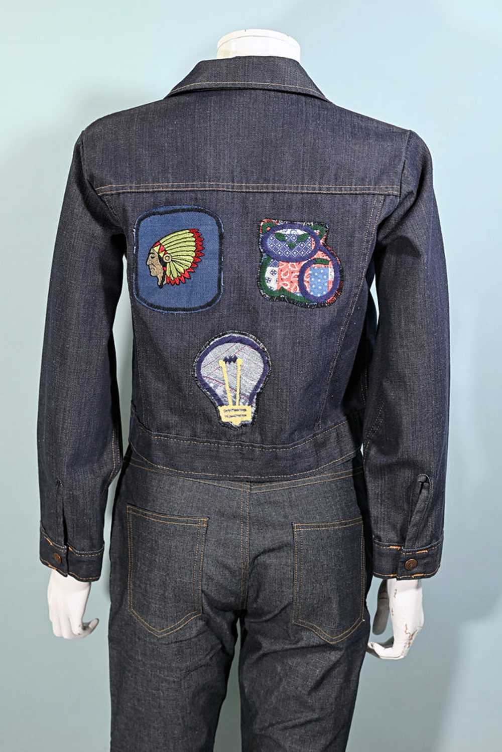 Vintage 60s/70s Denim Jacket w/Patches, Montgomer… - image 10