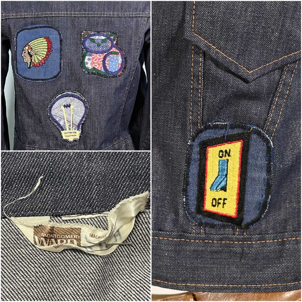 Vintage 60s/70s Denim Jacket w/Patches, Montgomer… - image 12