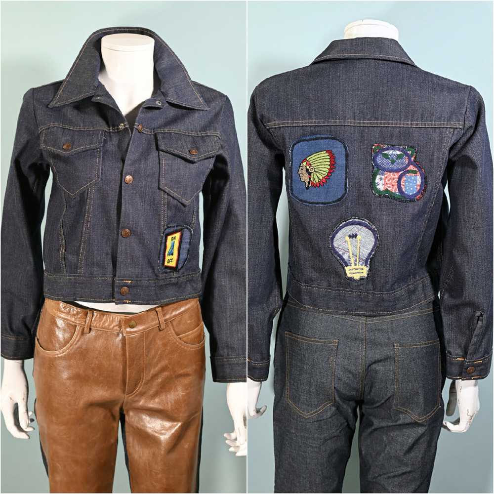 Vintage 60s/70s Denim Jacket w/Patches, Montgomer… - image 2