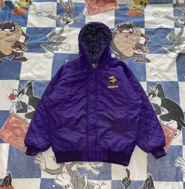 VTG STARTER PRO LINE MINNESOTA VIKINGS FULL ZIPP WITH HOOD WINTER JACKET  SIZE L