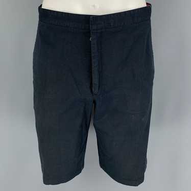 Prada Navy Cotton Blend Flat Front Shorts