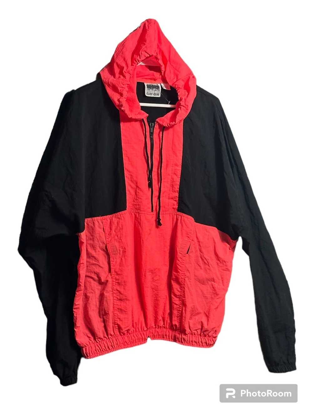 Vintage VTG Neon Coral & Black Windbreaker - image 1