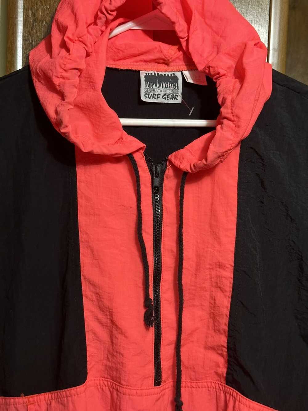 Vintage VTG Neon Coral & Black Windbreaker - image 3