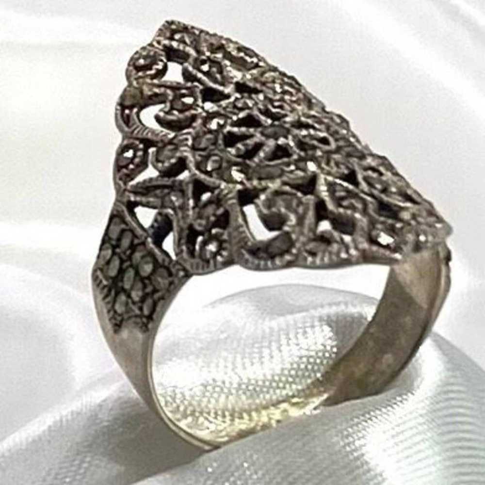 Sterling Silver ARG Sterling Silver Marcasite Ring - image 2