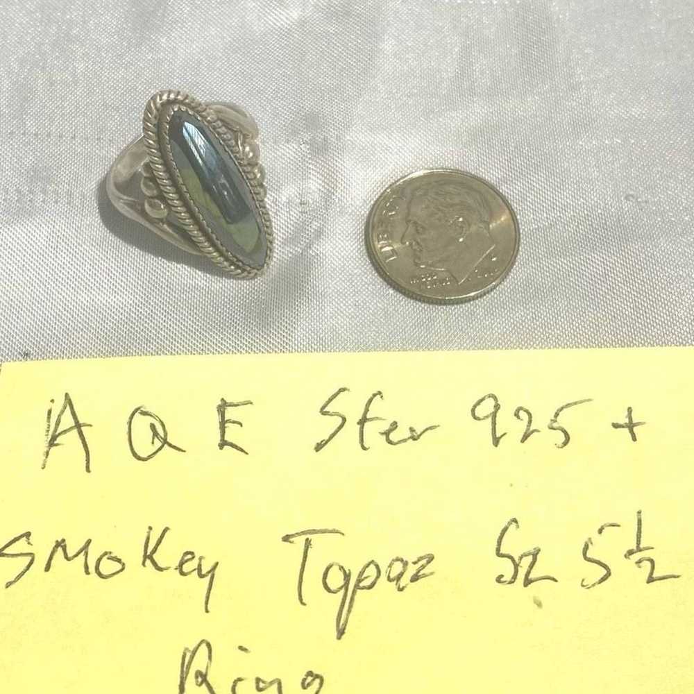 Silver AQE Sterling Silver & Smokey Topaz Sz 5 1/… - image 8