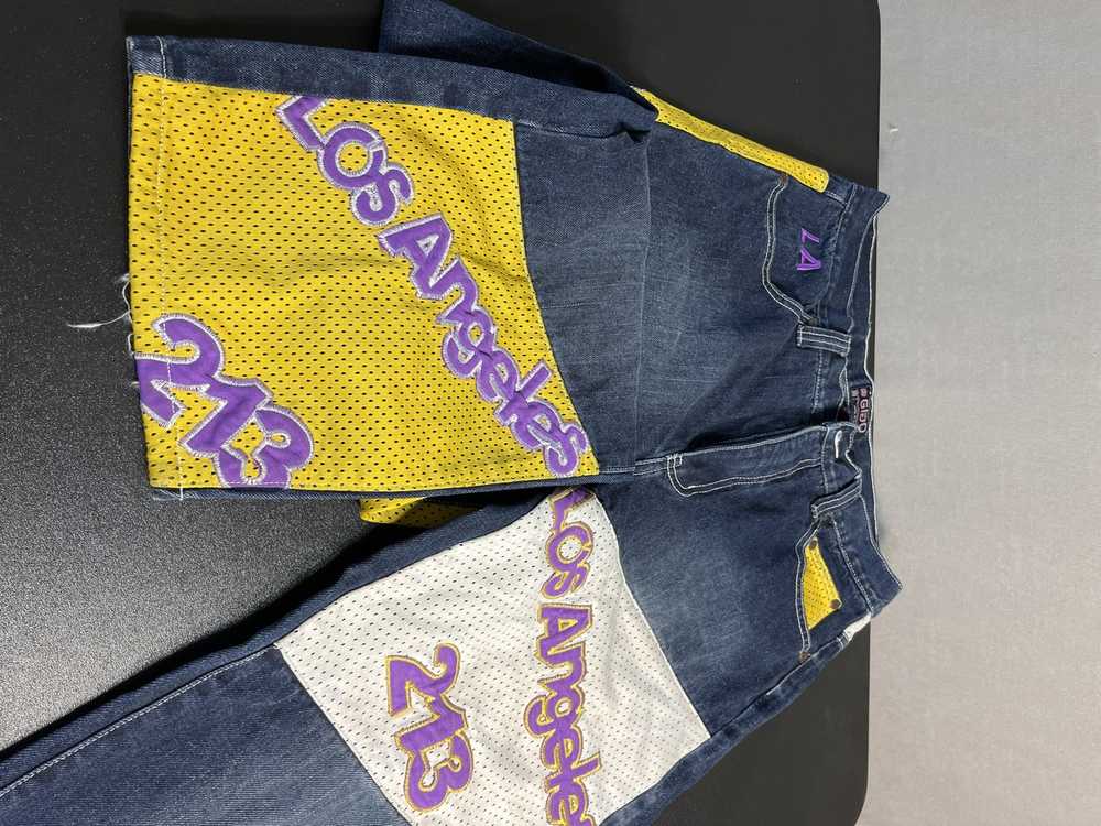 Custom Los Angeles 213 Lakers Embellished Jeans - image 11