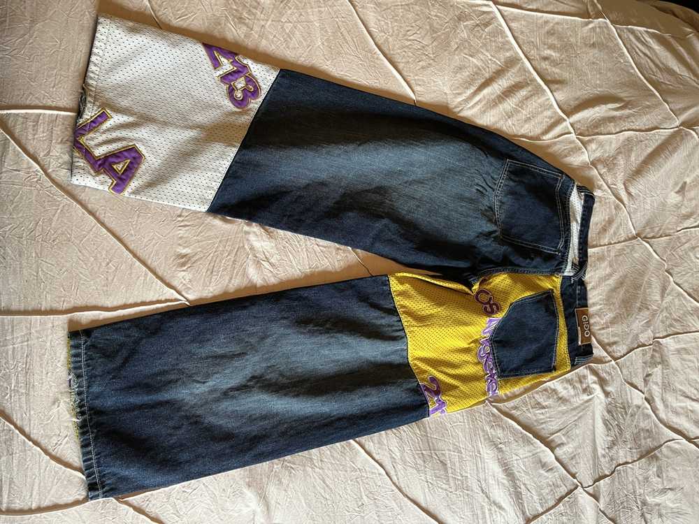 Custom Los Angeles 213 Lakers Embellished Jeans - image 5
