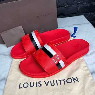 LOUIS VUITTON Damier Azur Ankle Strap Sandals EUR36 Used From Japan