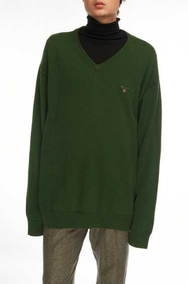 Gant GANT V-Neck Sweater Green Cotton Men's Knit J