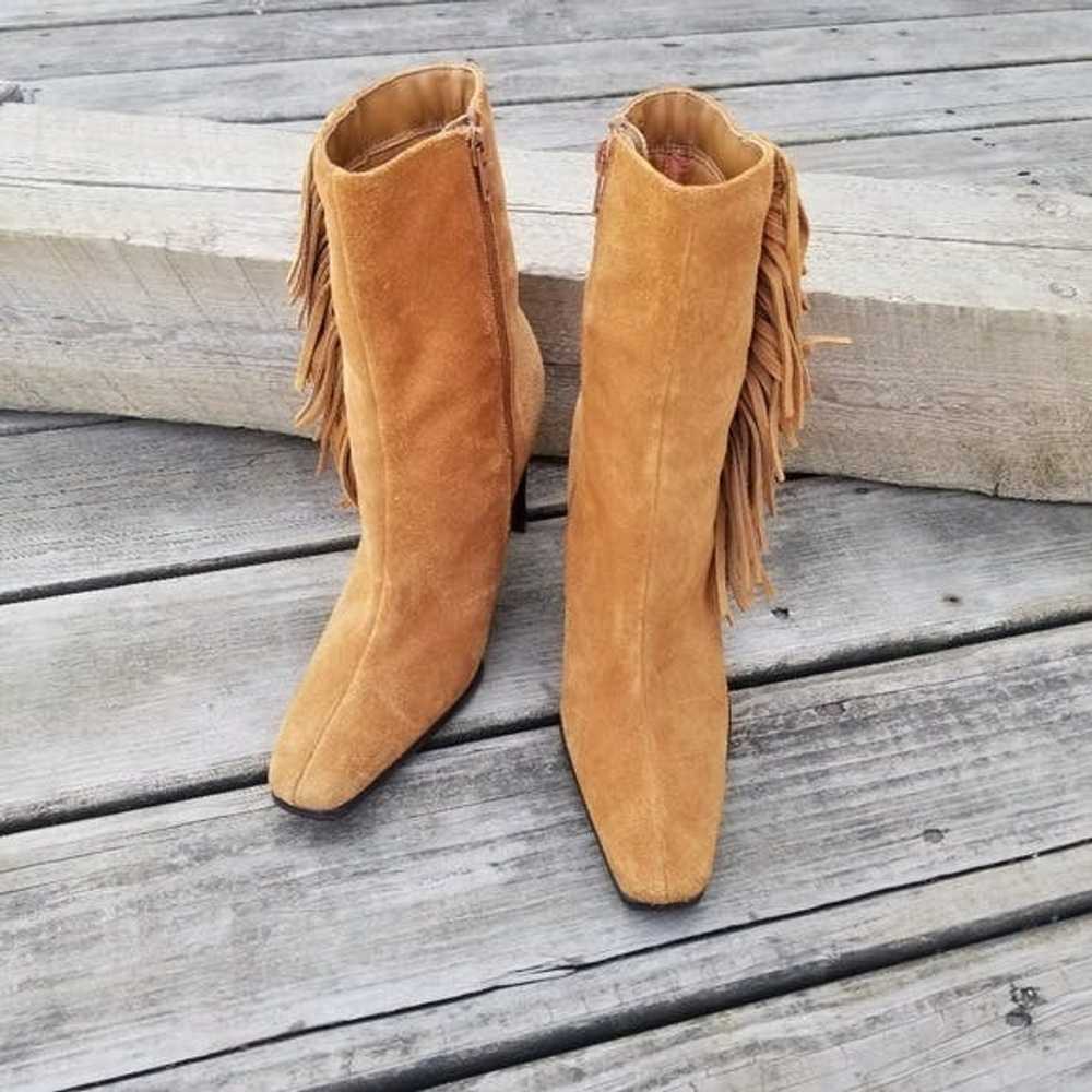 Vintage Vintage 90s y2k Camel Tan Suede Leather F… - image 4