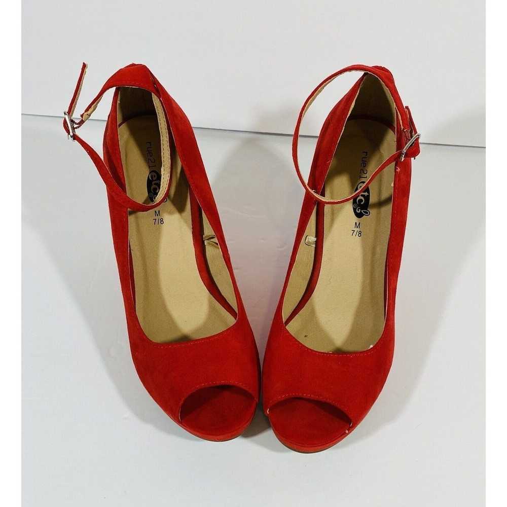 Rue 21 RUE 21 etc Red Shoes Wedge Open Toe Sandal… - image 1