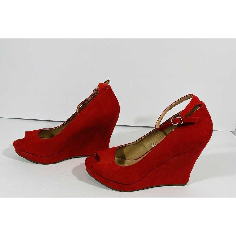 Rue 21 RUE 21 etc Red Shoes Wedge Open Toe Sandal… - image 4