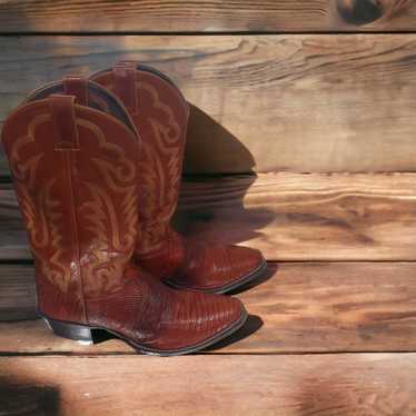 Mens Justin Western Cognac Brown 8382 Lizard Cowboy Boots! Size 10