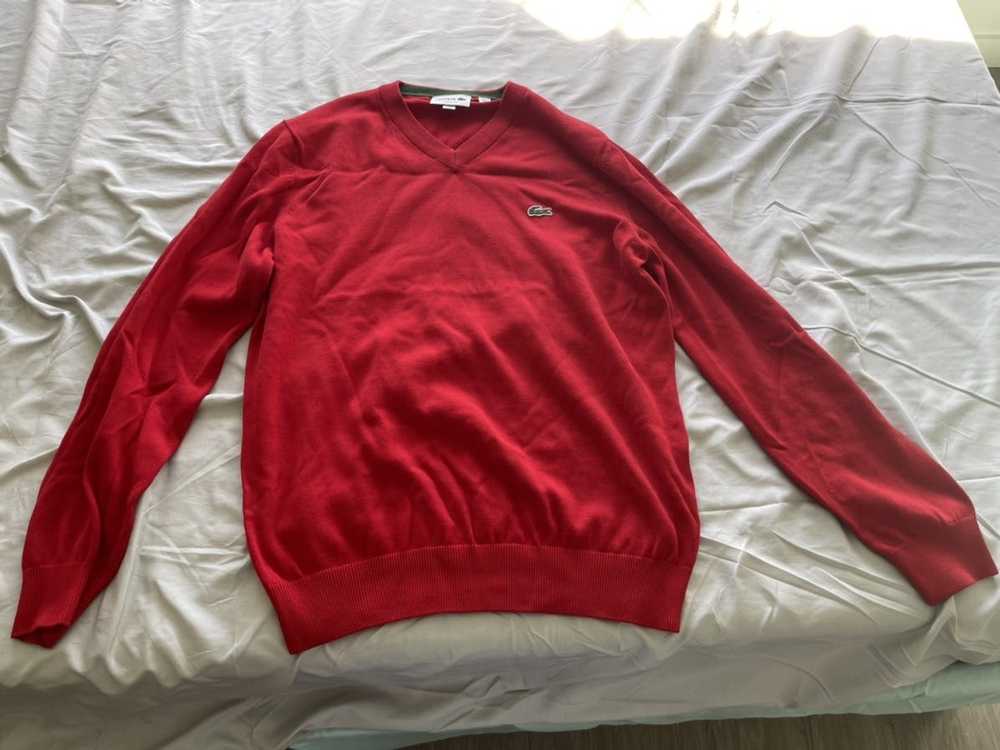 Lacoste Lacoste Red V-Neck Sweater - image 1