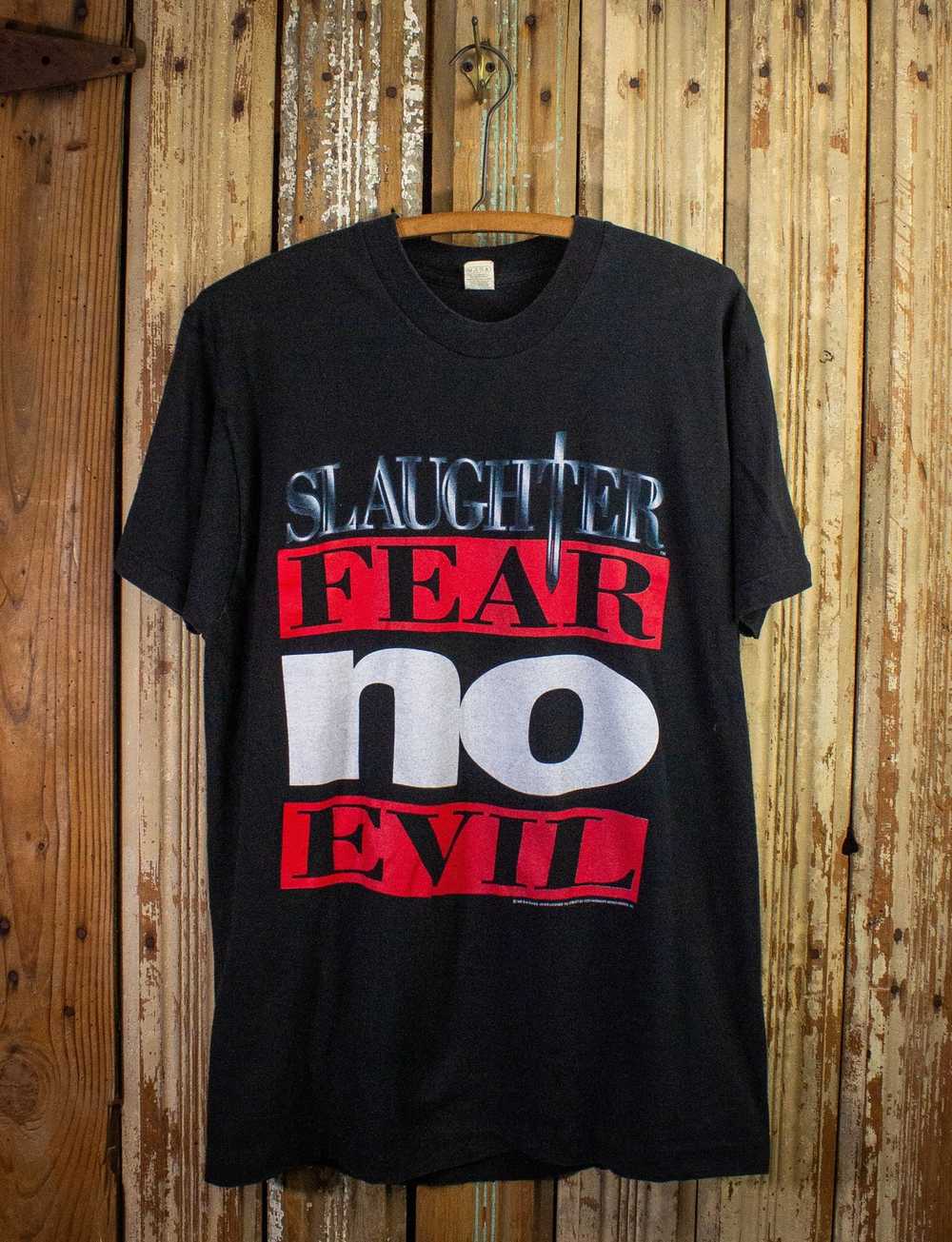 Band Tees × Vintage Vintage Slaughter Fear No Evi… - image 1