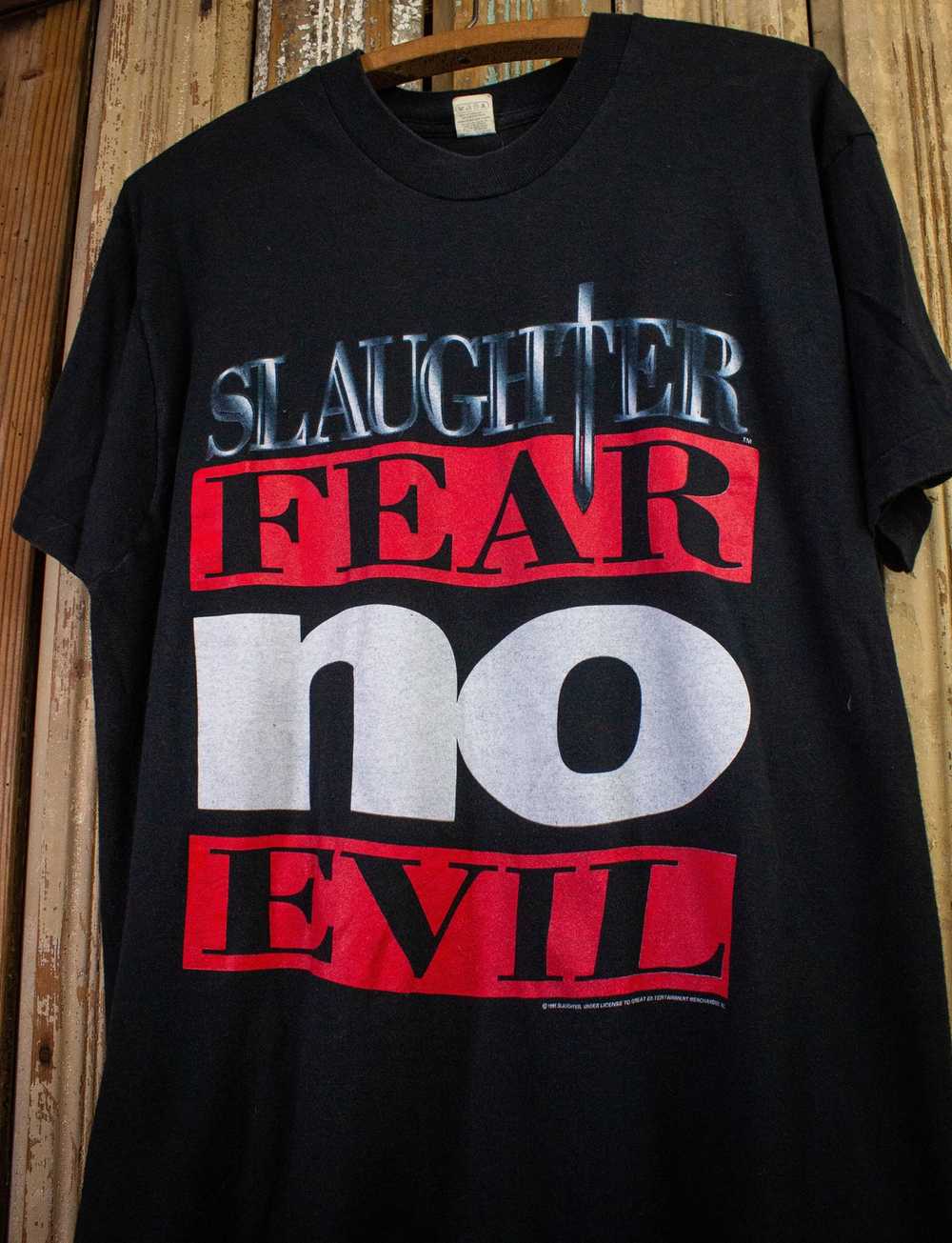 Band Tees × Vintage Vintage Slaughter Fear No Evi… - image 3