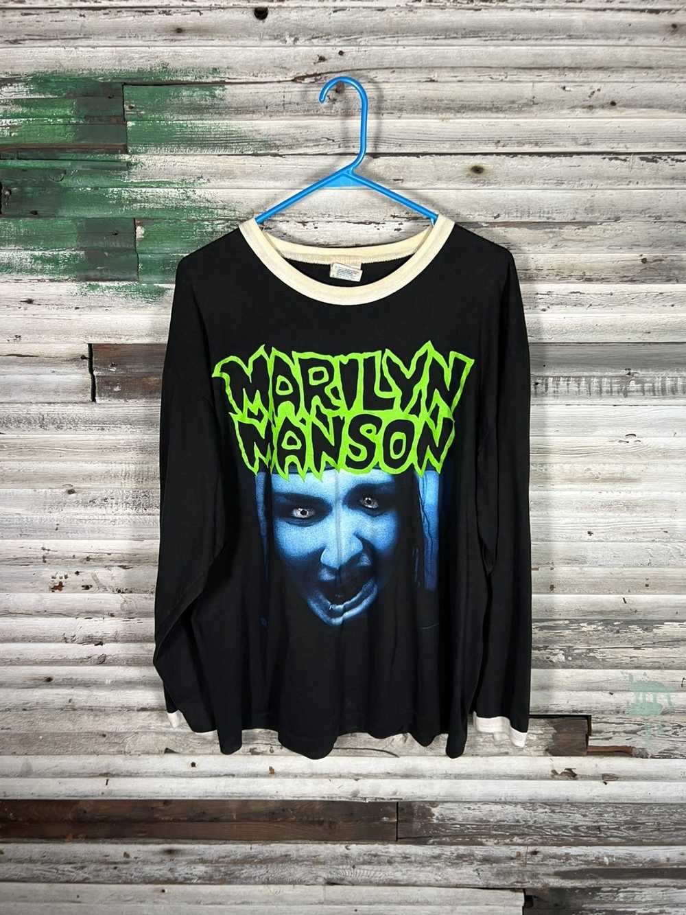 Band Tees × Vintage Vintage Marilyn Manson Long S… - image 1