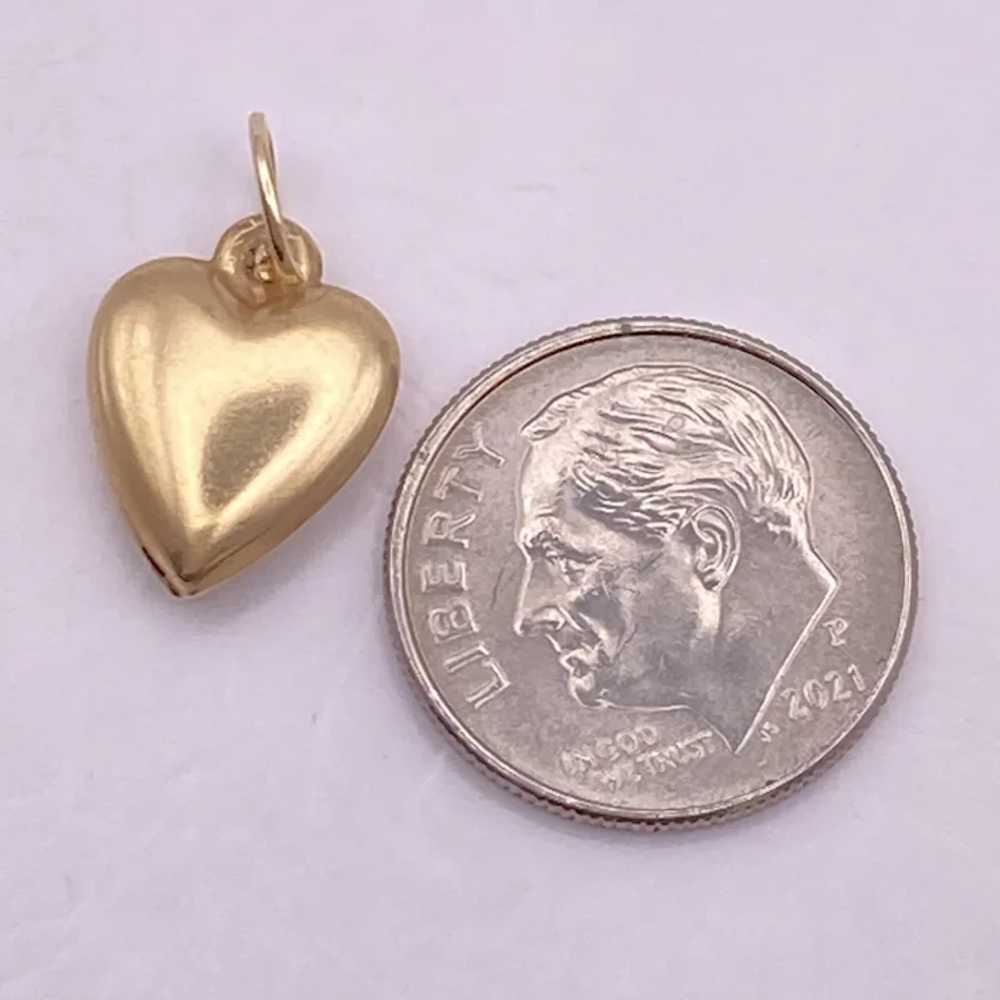 Vintage Puffy Heart Charm 14K Gold - image 2