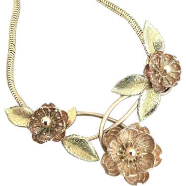 Vintage KREMENTZ Yellow & Rose Gold Overlay Flowe… - image 1