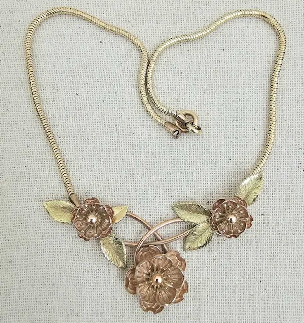 Vintage KREMENTZ Yellow & Rose Gold Overlay Flowe… - image 2