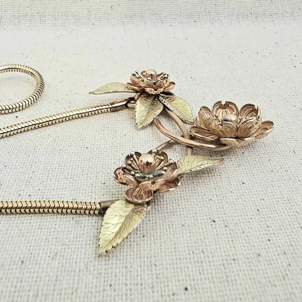 Vintage KREMENTZ Yellow & Rose Gold Overlay Flowe… - image 3