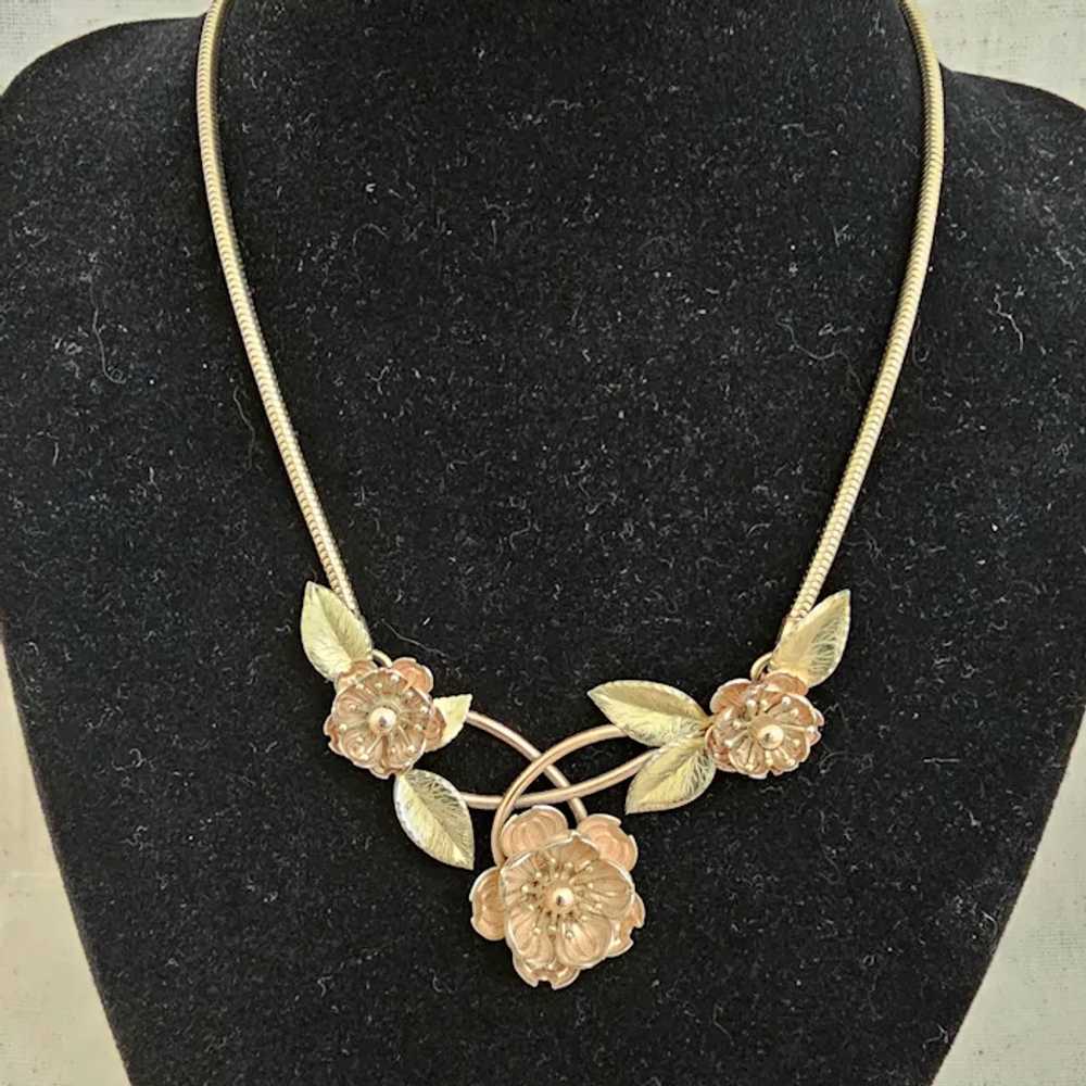 Vintage KREMENTZ Yellow & Rose Gold Overlay Flowe… - image 4