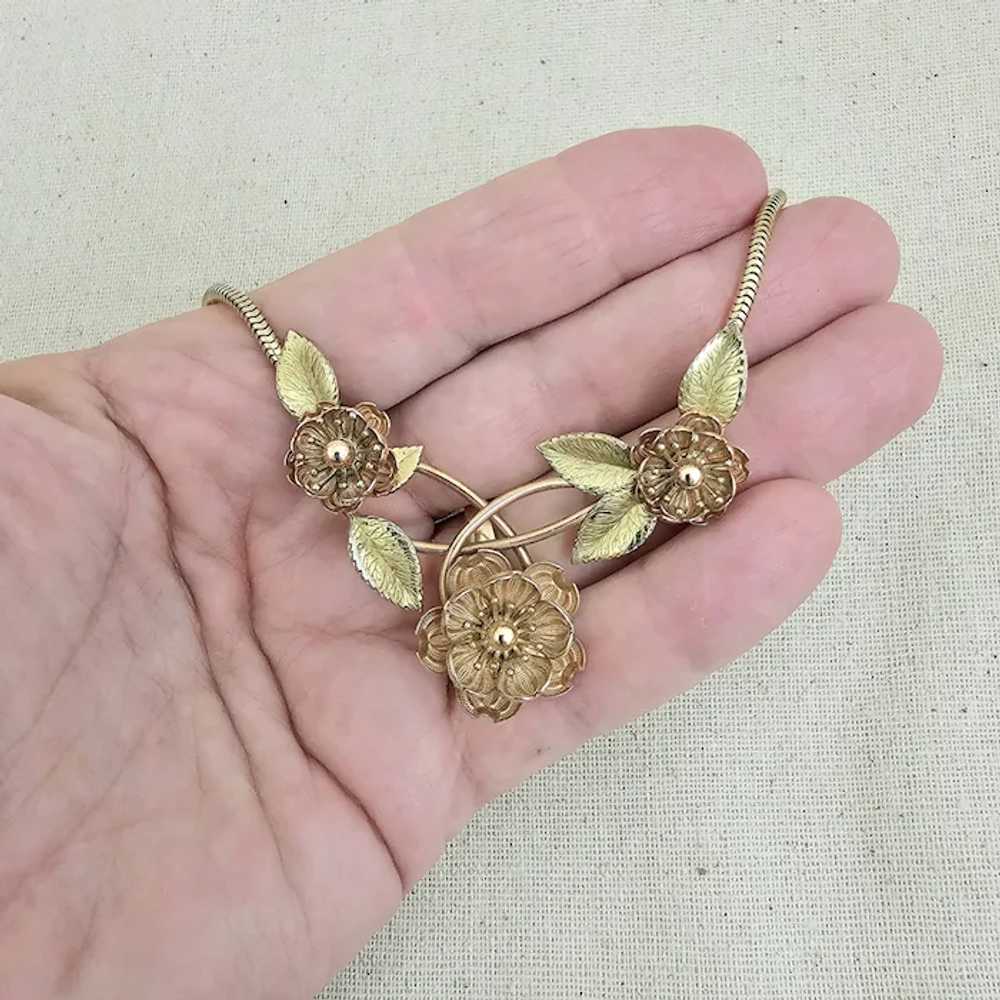 Vintage KREMENTZ Yellow & Rose Gold Overlay Flowe… - image 8