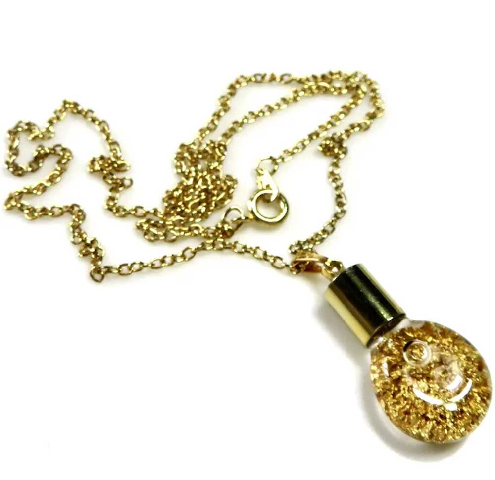 !4KT Gold Flake Pendant 14Kt GF Chain - image 3