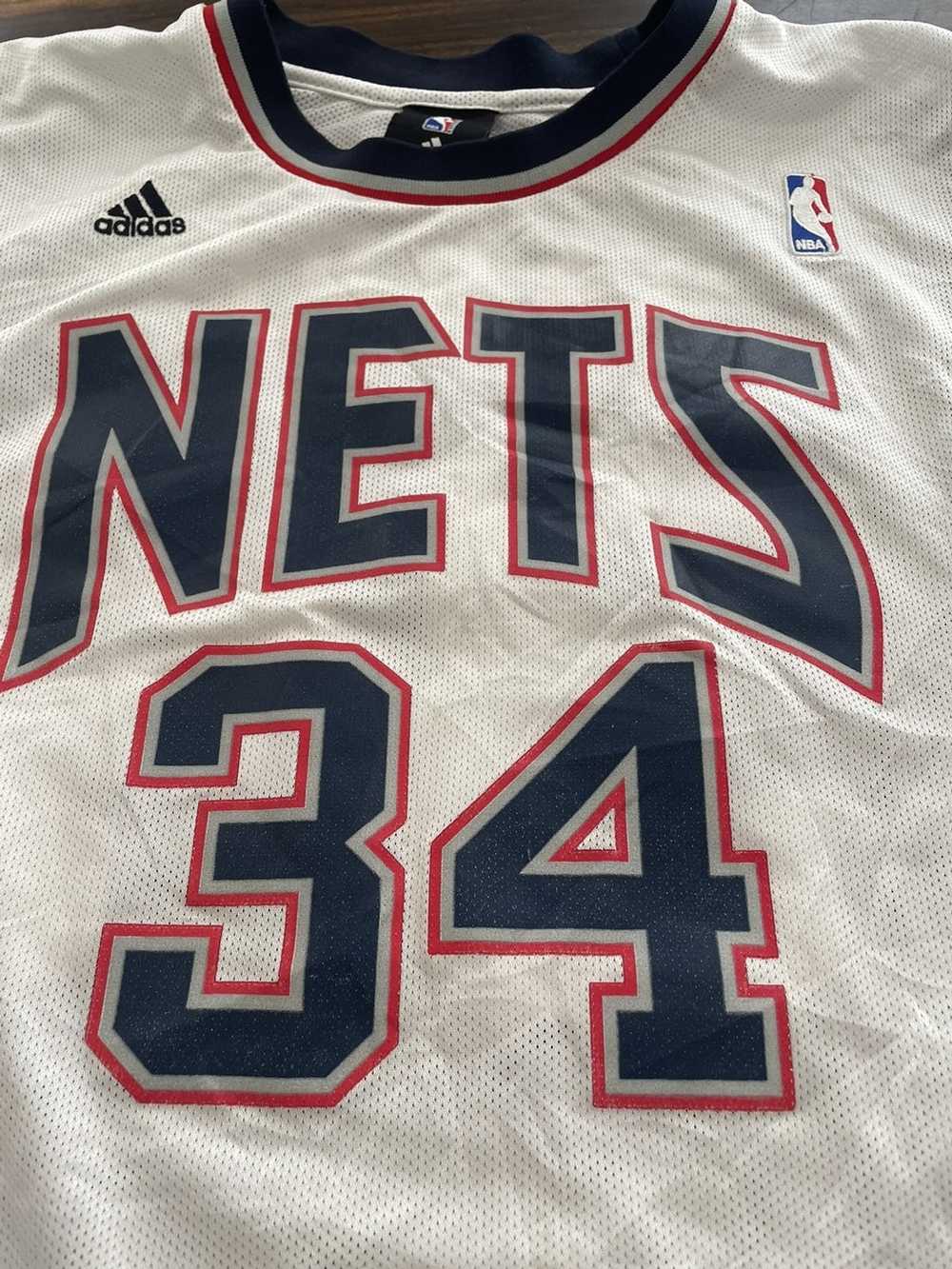 VINTAGE 90s New Jersey Nets Satin Jacket Size XXL NBA Blue Red Basketball.  Measures 31” pit to pit 22” pit to sleeve cuff and 30” top of shoulder to  for Sale in