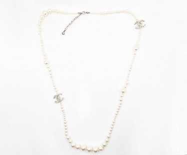 Chanel Faux White Pearl Graduated Necklace Long 48 Circa 2012 Belt