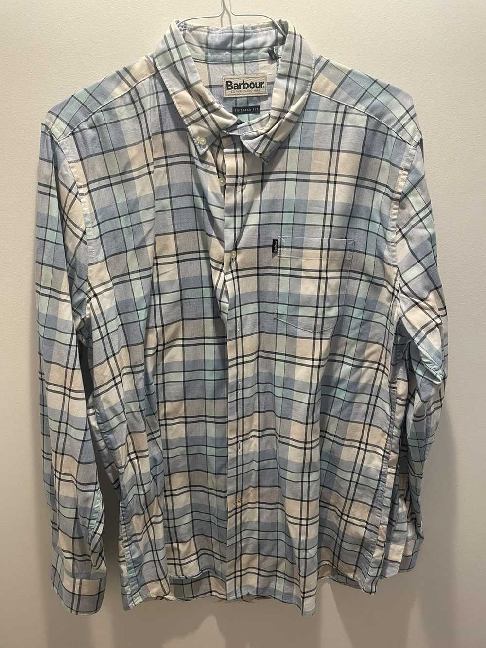 Barbour Blue Plaid Barbour Button Down - image 1