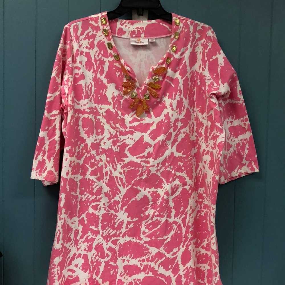 Vintage Quacker Factory gold 3/4 T-shirt Hot Pink… - image 3