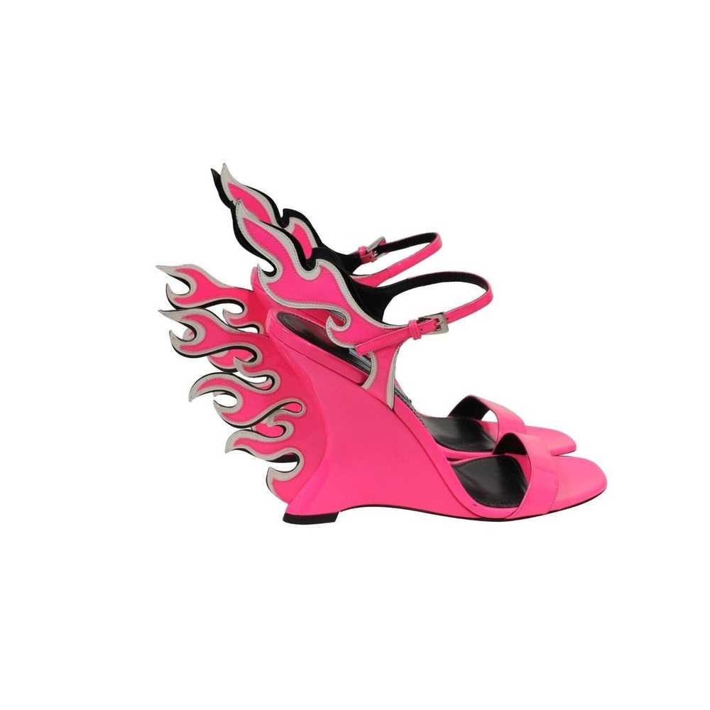 Prada Neon Pink Patent Leather Flame Sandals - image 10