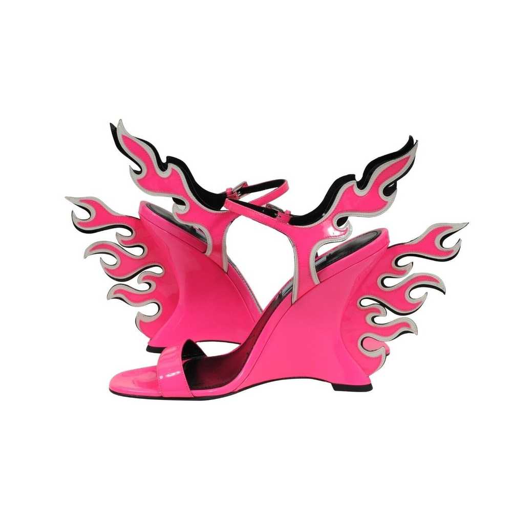 Prada Neon Pink Patent Leather Flame Sandals - image 11